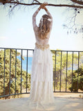 Long Sleeve Bohemian Lace Wedding Dresses See Through Beach Wedding Dress AWD1213-SheerGirl