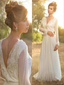 Long Sleeve Country Wedding Dresses Lace Chiffon Beach Wedding Dresses AWD1057