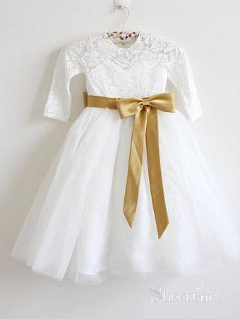 green emerald velvet dress Buy Gold Flower Girl Dress main image 0