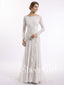 Svatební šaty s dlouhým rukávem ze slonovinové krajky, prohlédněte svatební šaty Boho bez zad AWD1115 
