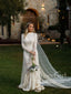 Svatební šaty s dlouhým rukávem slonovinová rustikální krajka Svatební šaty s klíčovou dírkou vzadu Boho svatební šaty AWD1932 