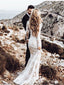Svatební šaty s dlouhým rukávem Krajka s aplikací Svatební šaty Vintage Svatební šaty s mořskou pannou AWD1255 