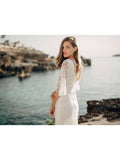 Long Sleeve Lace Bohemian Wedding Dresses See Through Beach Wedding Dress AWD1181-SheerGirl