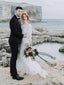 Vestidos de novia bohemios de encaje de manga larga Vestido de novia de playa transparente AWD1181 