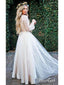 Long Sleeve Lace Top Beach Wedding Dresses With Slit Cheap Rustic Wedding Dress AWD1260