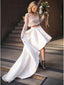 Long Sleeve Lace Two Piece Wedding Dresses High Low Beach Wedding Dress AWD1522