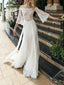 Krajkové svatební šaty s dlouhým rukávem přes rameno Ivory Beach svatební šaty AWD1147 