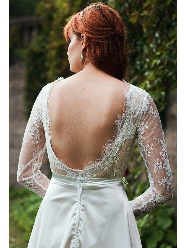 beach wedding dresses indian Ivory V Neck Beach Wedding Dresses with Lace Appliques WD546 US0 / Custom Color
