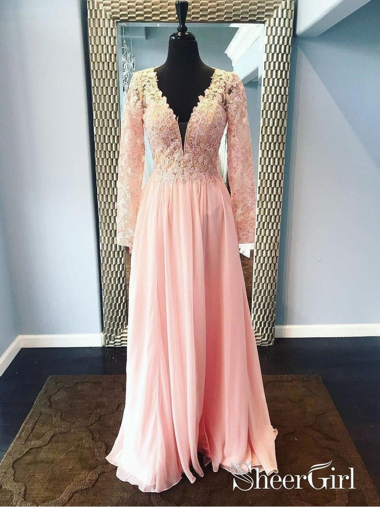 Long Sleeve Pink Formal Dresses Plus Size Mother of the Bride Dresses SheerGirl Long Sleeve Pink Formal Dresses Plus Size Mother of the Bride Dresses SheerGirl