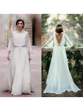 Long Sleeve Plus Size Wedding Dresses Backless Ivory Beach Wedding Dresses AWD1111-SheerGirl