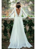 Long Sleeve Plus Size Wedding Dresses Backless Ivory Beach Wedding Dresses AWD1111-SheerGirl