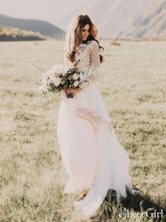 thumbnail image 2 of Boho Wedding Dress 2025 - Lace Beach Bridal Gown With Train Country Style 2 of 3