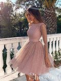 Long Sleeve Short Homecoming Dresses Backless Formal Dress ARD2372-SheerGirl