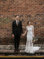 Vestidos de novia de encaje suave de manga larga Vestidos de novia bohemios sin espalda de sirena AWD1766 