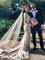 Vestidos de novia de sirena con cuello en V y manga larga, vestido de novia transparente AWD1355