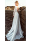 Svatební šaty s dlouhým rukávem Šifonové plážové svatební šaty bez zad AWD1112 