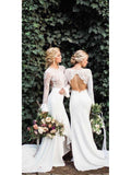 Long Sleeve White Mermaid Wedding Dresses Vintage Rustic Lace Wedding Dress AWD1152-SheerGirl