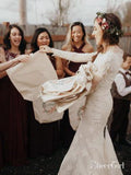 Long Sleeve Winter Lace Wedding Dresses Modest Mermaid Wedding Gowns AWD1360-SheerGirl