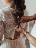 Long Sleeves Boho Wedding Dress Two Pieces Chiffon Wedding Dress AWD1882-SheerGirl