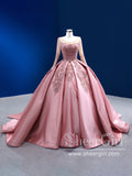 Long Sleeves Quinceanera Dress Pink Embroidery Ball Gown Prom Dresses ARD2850-SheerGirl