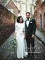 Long Sleeves Simple Style Wedding Gown Ivory Satin Sheath Wedding Dress AWD1637