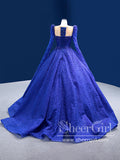 Long Sleeves Sweetheart Neckline Sequins Ball Gown Prom Dresses Sparkly Quinceanera Dresses ARD2846-SheerGirl