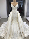 Luxurious Satin Embroideried Quinceanera Dress Beaded Ball Gown Wedding Dress with Detachable Train AWD1710-SheerGirl