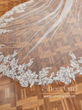 Luxury Floral Lace Cathedral Train Veil Bridal Veil Wedding Veil ACC1197-SheerGirl