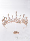 Luxury Gorgeous Gold/Antique Silver Metal Wedding Accessories Pearls Rhinestone Tiara TI6001-SheerGirl