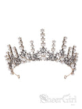 Luxury Gorgeous Gold/Antique Silver Metal Wedding Accessories Pearls Rhinestone Tiara TI6001-SheerGirl