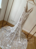 Luxury Strips Lace Mermaid Wedding Dress Backless Wedding Gown AWD1877-SheerGirl