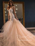 Luxury Tulle Wedding Gown Mermaid Wedding Dress with Cathedral Train AWD1881-SheerGirl