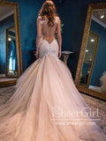 Luxury Tulle Wedding Gown Mermaid Wedding Dress with Cathedral Train AWD1881-SheerGirl