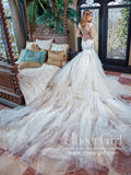 Luxury Tulle Wedding Gown Mermaid Wedding Dress with Cathedral Train AWD1881-SheerGirl