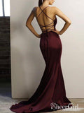 Maroon Mermaid Formal Dresses Deep V neck Burgundy Sexy Prom Dresses APD3472-SheerGirl
