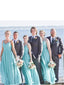 Maxi Cheap Chiffon Turquoise Long Bridesmaid Dresses Blue Wedding Guest Dress APD3519