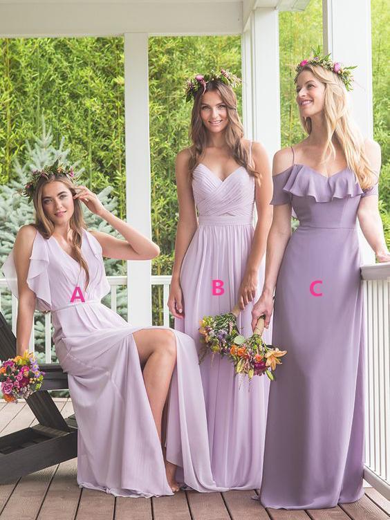 sachin and babi light blue dress Maxi Chiffon Long Mismatched Bridesmaid Dresses Modest Purple Bridesmaid Dresses ARD1150