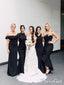 Mermaid Black Satin Pleats Details Bridesmaids Dress Colloestion ARD2483