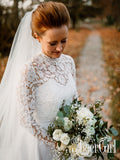 Mermaid Bridal Gown with Long Sleeves and Full Round Neckline Ivory Lace Detachable Wedding Dress AWD1644-SheerGirl