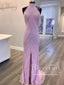 Mermaid Halter Neck Evening Dress with Slit Sexy Shiny Rhinestone Long Prom Dresses ARD2722