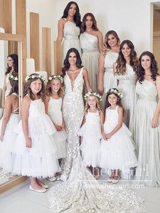 Mermaid Vintage Beaded Lace Bridal Gown with Deep V Neck Court Train Wedding Dress AWD1802-SheerGirl