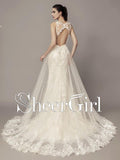 Mermaid Wedding Dresses Cheap Ivory Lace Summer Vintage Wedding Dresses AWD1020-SheerGirl