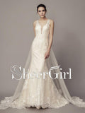 Mermaid Wedding Dresses Cheap Ivory Lace Summer Vintage Wedding Dresses AWD1020-SheerGirl