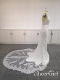 Mermaid Wedding Gown with Train and Unlined Bodice Ivory Satin and Tulle AWD1695-SheerGirl