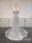 Mermaid Wedding Gown with Train and Unlined Bodice Ivory Satin and Tulle AWD1695