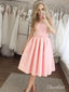 Středně dlouhé růžové krajkové šaty pro návrat domů Skromné ​​svatební šaty pro hosty ARD1594 