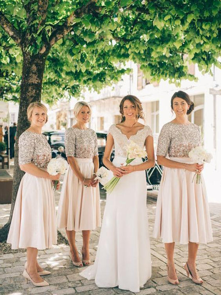 Midi Length Bridesmaid Dresses Half Sleeve Modest Mother of the Bride Dresses ARD1192 Midi Length Bridesmaid Dresses Half Sleeve Modest Mother of the Bride Dresses ARD1192