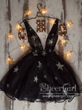 Mini Homecoming Dress Cute Star Black Cocktail Dresses ARD2765-SheerGirl