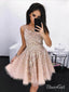 Mini Lace Appliqued Shiny Homecoming Dresses Beaded Short Prom Dress ARD1490
