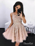 Mini Lace Appliqued Shiny Homecoming Dresses Beaded Short Prom Dress ARD1490-SheerGirl